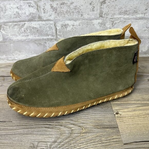 LL Bean wicked good slipper moccasins men size 10 green 3995 - Picture 1 of 11